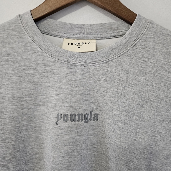 YoungLa Soft AF Short Sleeve Shirt Heathered Gray Medium - Picture 3 of 6